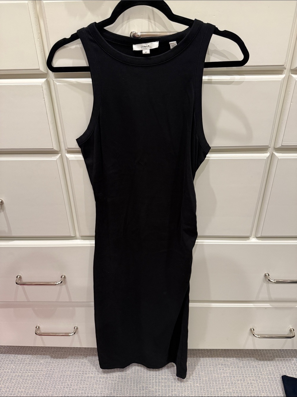 Vince Black Sleeveless Crewneck Midi Dress